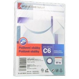 Obálka bílá samolepící C6  50ks 114x162mm