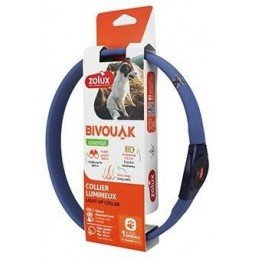 Obojek LED velký BIVOUAK 30-60cm USB modrá Zolux