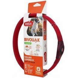 Obojek LED velký BIVOUAK 30-60cm USB červená Zolux