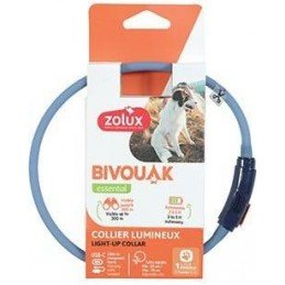 Obojek LED malý BIVOUAK 20-40cm USB modrá Zolux