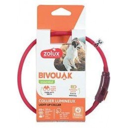 Obojek LED malý BIVOUAK 20-40cm USB červená Zolux
