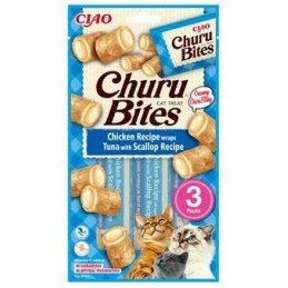Churu Cat Bites Chicken wraps&Tuna Scallop Purée 3x10g