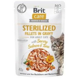 Brit Care Cat Fillets in Gravy Steril. Salmon&Tuna 85g