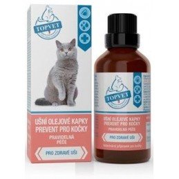 Ušní kapky Prevent pro kočky TOPVET 50ml