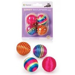Hračka kočka Míček Zorby duhové 4ks