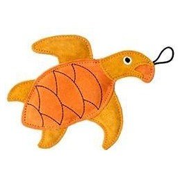 Hračka pes LEATHER TURTLE kůže,oranžová 21cm Kiwi