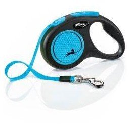 Vodítko FLEXI Neon S pásek 5m/15kg černá/modrá NEW
