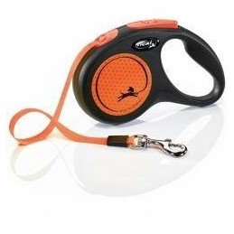 Vodítko FLEXI Neon S pásek 5m/15kg černá/oranžová NEW