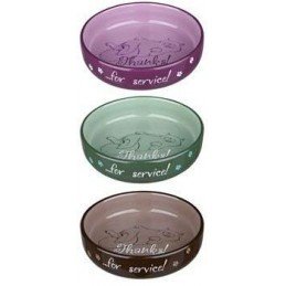 Miska keramická kočka nízká mix barev 0,3l 15cm TR