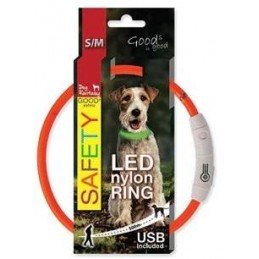 Obojek DOG FANTASY světelný USB oranžový 45cm 1ks