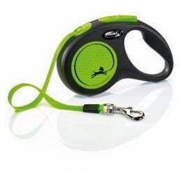 Vodítko FLEXI Neon S pásek 5m/15kg černá/zelená NEW