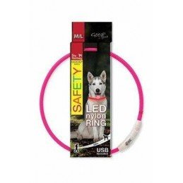 Obojek DOG FANTASY světelný USB růžový 65cm 1ks