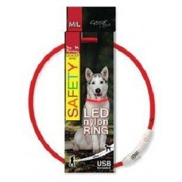 Obojek DOG FANTASY světelný USB červený 65cm 1ks