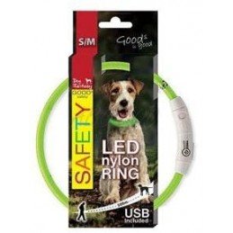 Obojek DOG FANTASY světelný USB zelený 45cm 1ks