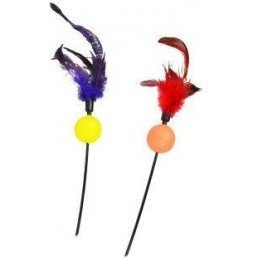 Hračka kočka Udice s peřím a míčkem