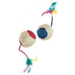 Hračka kočka Míček sisalový 6cm různé barvy