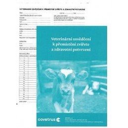 Tiskopis-Vet.osvědčení k přemístění zvířete NEW 50list