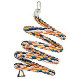 Hračka pro velké papoušky bavlněná spirála se zvonkem