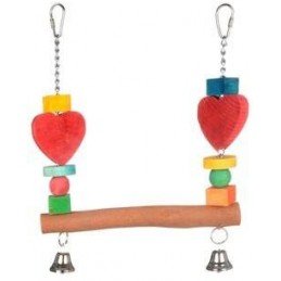 Hračka pro exoty houpačka se zvonky, dřevěná