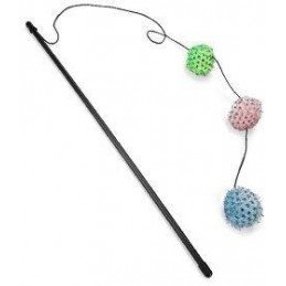 Hračka kočka Udice 3míčky s rolničkou, catnip 50cm KAR