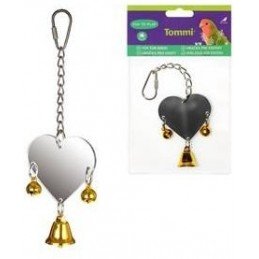 Hračka pro exoty Zrcátko srdce se zvonkem a rolničkami