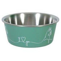 Miska nerez kočka LOVE CAT 400ml zelená Zolux