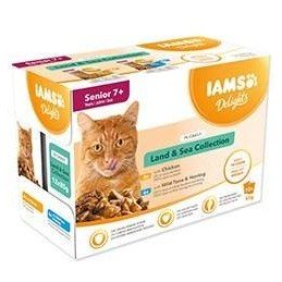 Iams Cat Senior Delights kapsa Land&Sea in gravy12x85g