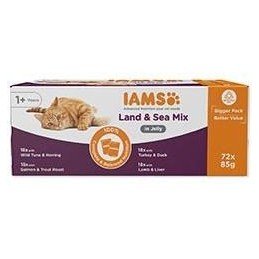 Iams Cat Adult Delights kapsa Land&Sea in jelly 72x85g