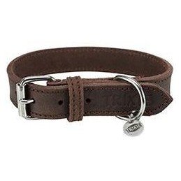 Obojek kožený Rustic L 48-56cm/25mm tm.hnědý TR