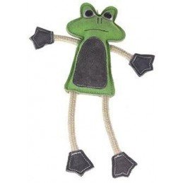 Hračka pes animALL Žába s provazy kůže, barevná 33cm