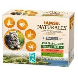Iams Cat Senior losos/jehně v omáčce kapsa 12x85g